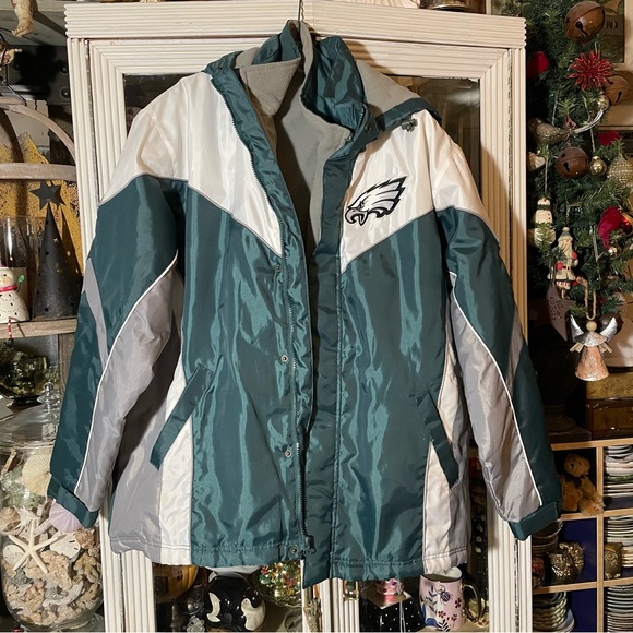 NFL Other - vintage NFL Philadelphia Eagles green white coat zip out fleece vest removable